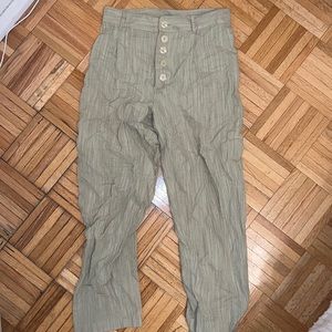 Urban Outfitters Light Green Linen Pants
